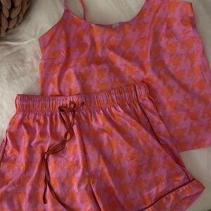 Parade Pink and Orange Houndstooth Pajama Set